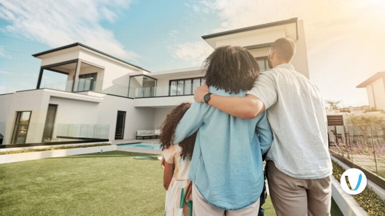 Family looking at a home after converting primary residence to rental